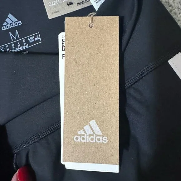 NWT Adidas Tights Women’s Medium Black White 3 Stripe 7/8 Training 3/4 Length - Picture 9 of 13